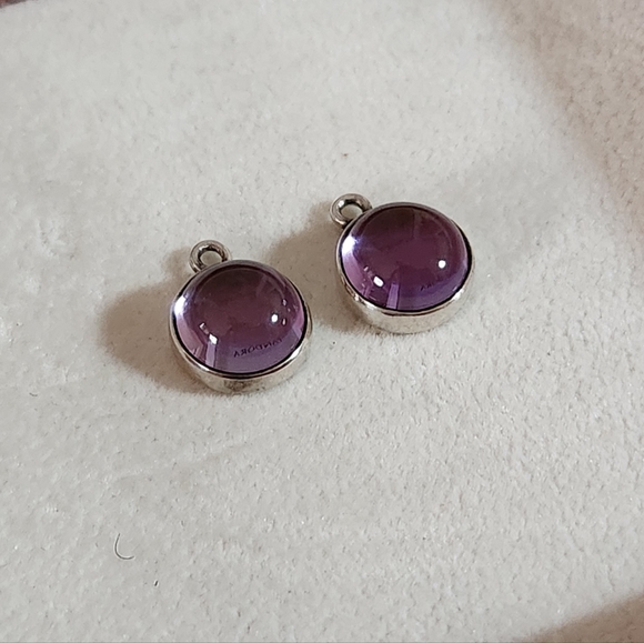 Pandora Compose Amethyst Disk Earring Charms - Picture 1 of 9